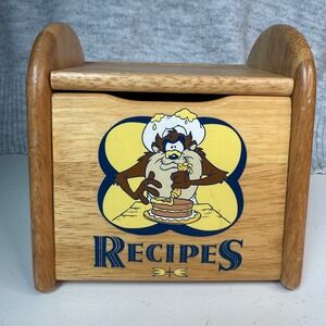 VTG 1997 Warner Bros Studio Store Recipe Box Looney Tunes Taz Bugs Sylvester